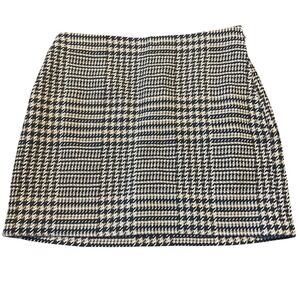 H&M Women Houndstooth Mini Skirt Black White Plaid Zipper Closure Size US 6